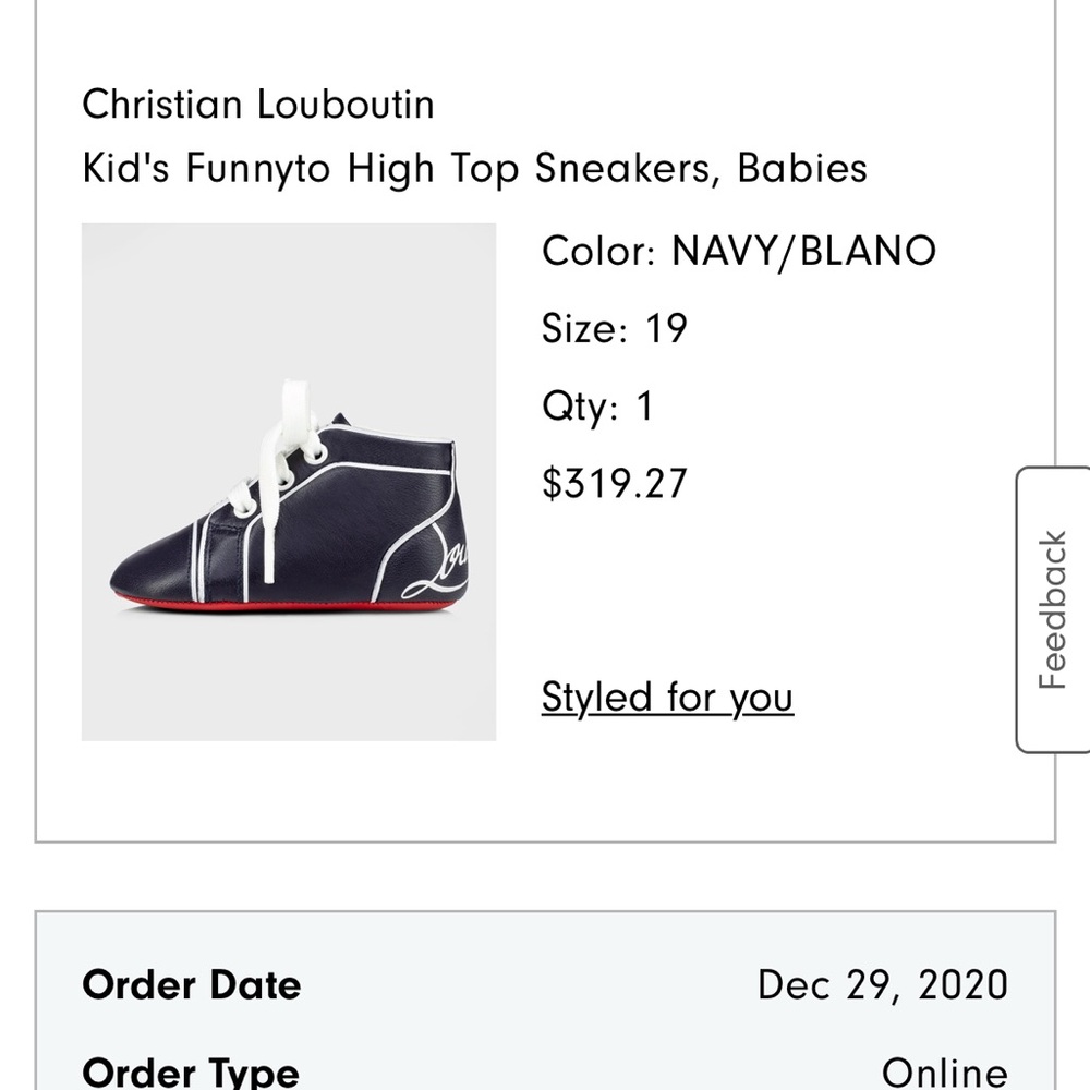 Christian Louboutin Navy and White Kid's Funnyto High Top Sneakers